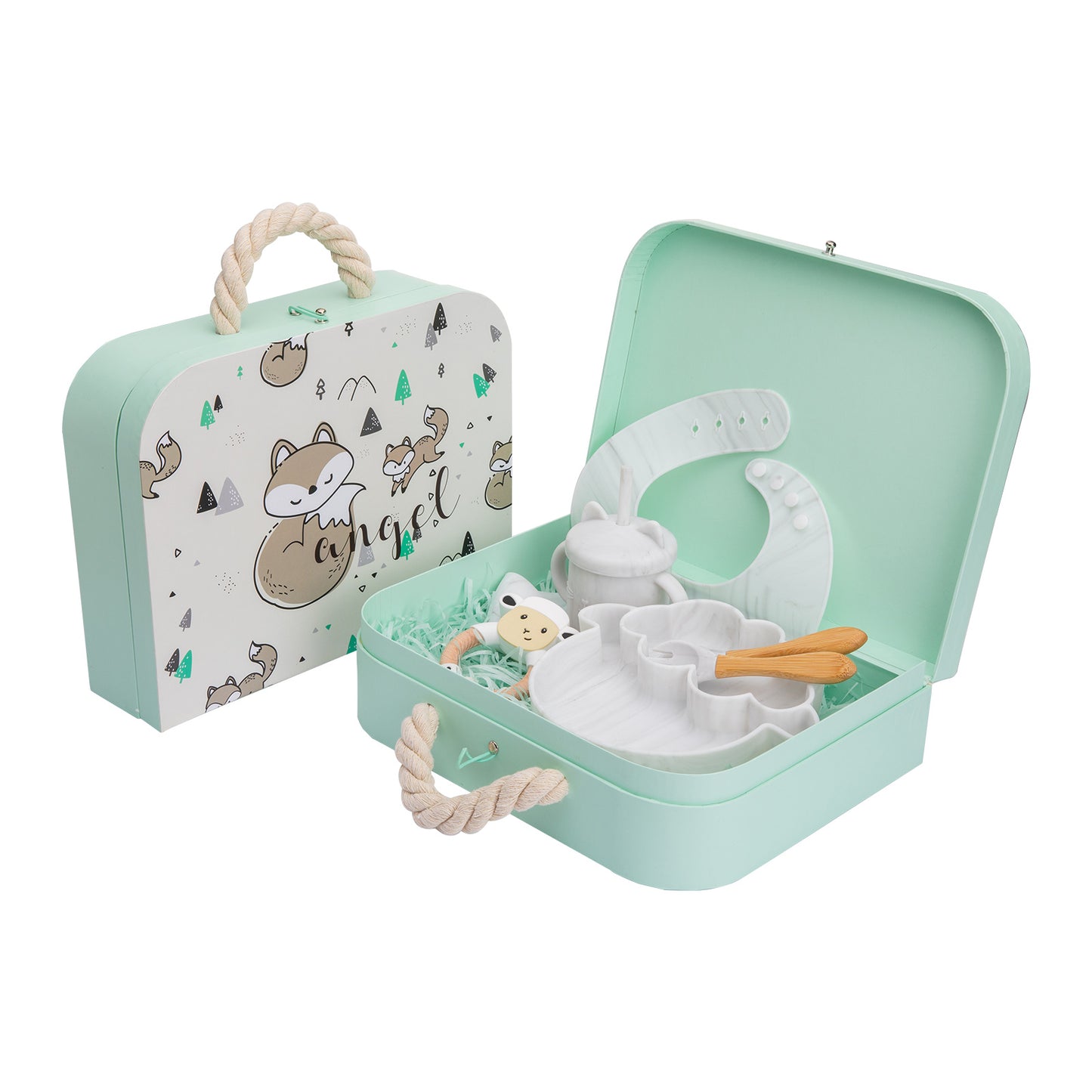 Baby Sheep Silicone Tableware Set – 7-Piece Bamboo & Silicone Gift Box