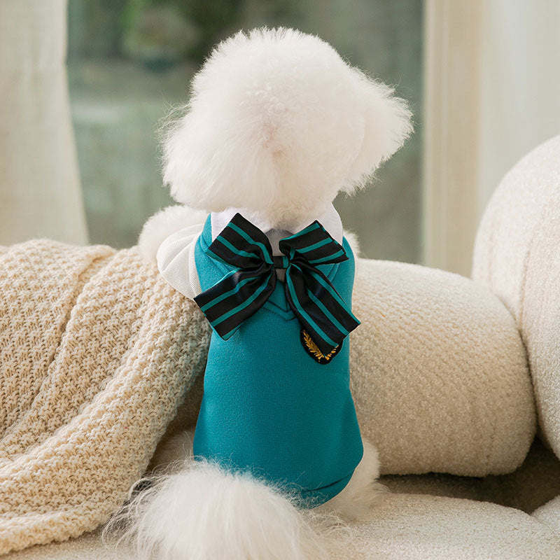 Dog College Uniform Set – Fashion Bow Tie Sweater Outfit