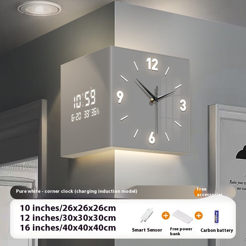 Modern Corner Wall Clock – Minimalist Acrylic LED Digital Clock for Anywhere