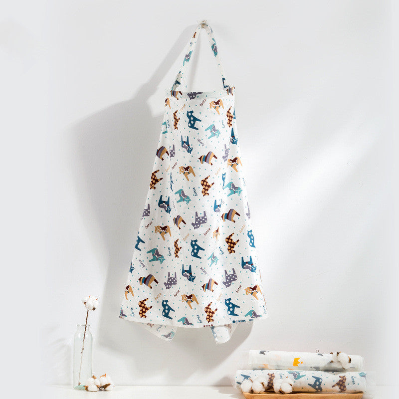 Cotton Nursing Cover – Breathable Cartoon Print Breastfeeding Apron for Moms