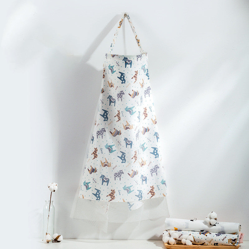 Cotton Nursing Cover – Breathable Cartoon Print Breastfeeding Apron for Moms