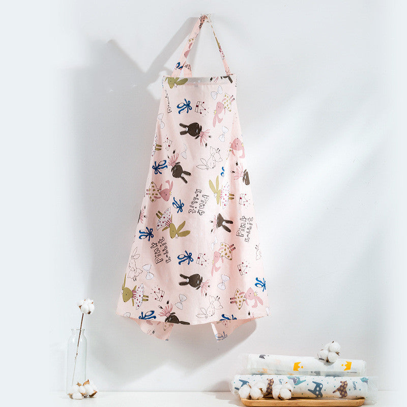 Cotton Nursing Cover – Breathable Cartoon Print Breastfeeding Apron for Moms