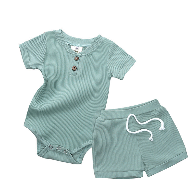 Baby One-Piece Pajama Set – Soft 95% Cotton Stripe & Solid Sleepwear