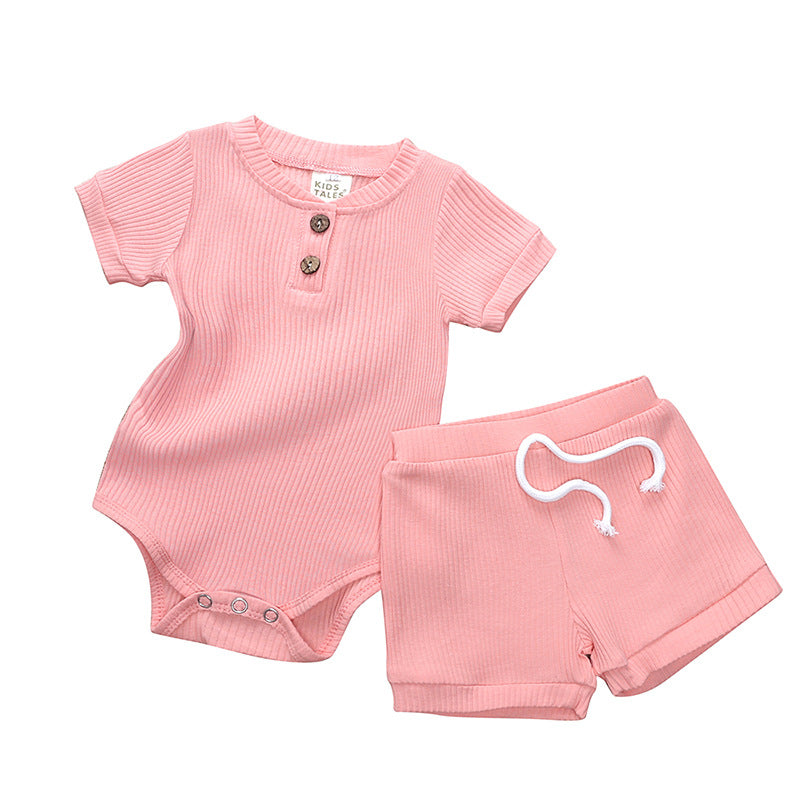 Baby One-Piece Pajama Set – Soft 95% Cotton Stripe & Solid Sleepwear