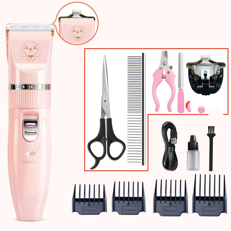Wireless Pet Hair Trimmer Set – Quiet Low-Noise Grooming Clipper for Cats & Dogs