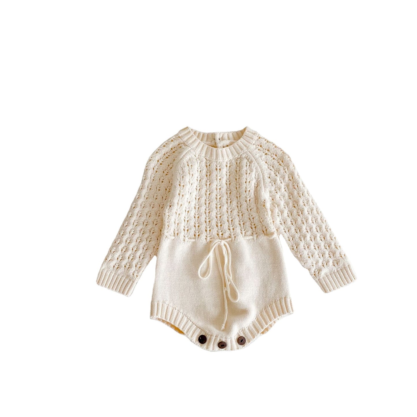 Vestido de arpía de manga larga con cintura hueca de punto para niña
