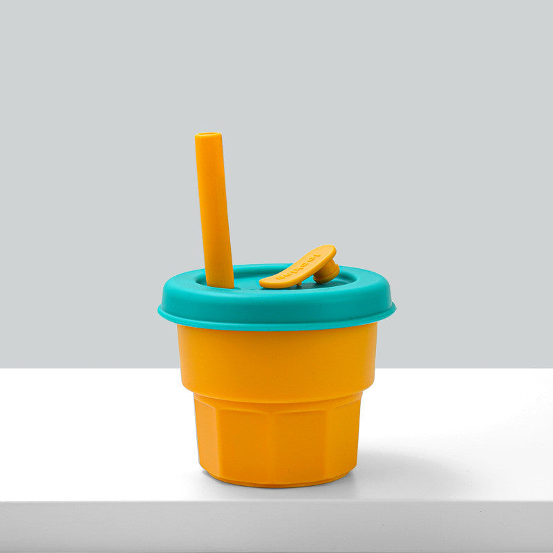 Vaso de agua de silicona Baby Platinum con pajita