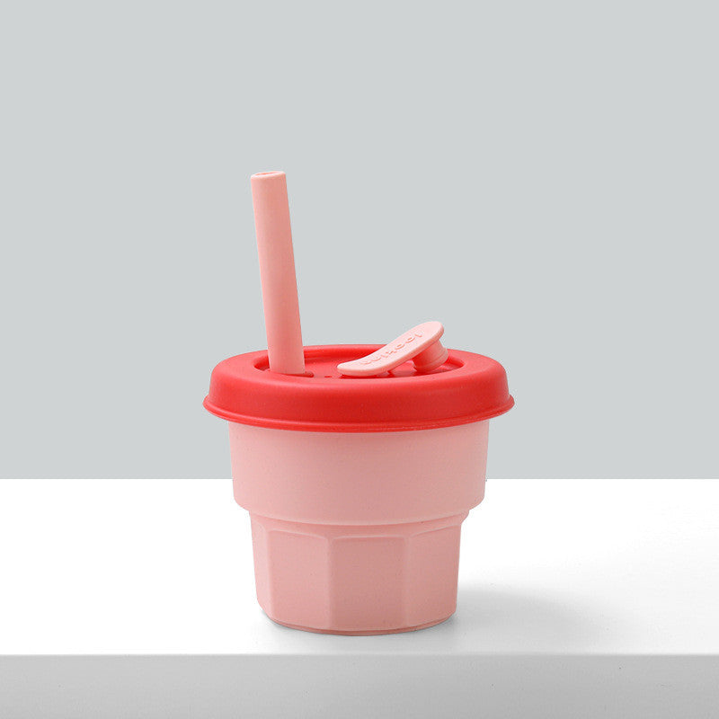 Vaso de agua de silicona Baby Platinum con pajita