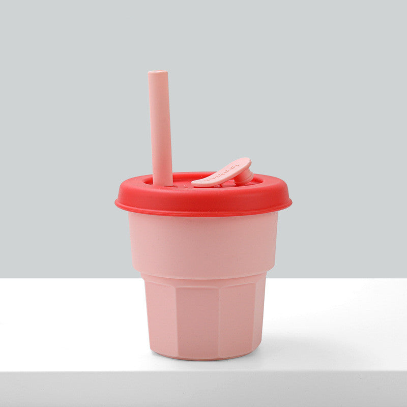 Vaso de agua de silicona Baby Platinum con pajita