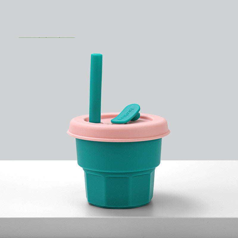 Vaso de agua de silicona Baby Platinum con pajita