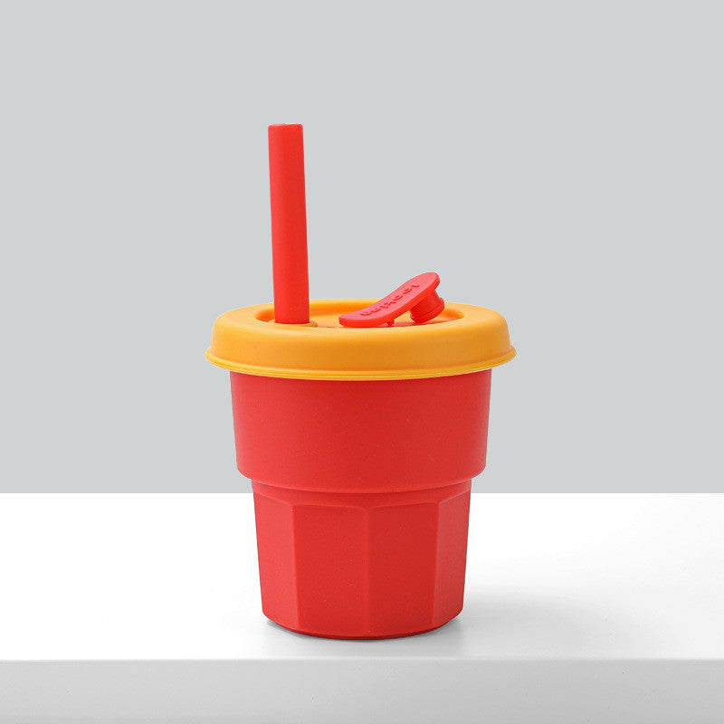 Vaso de agua de silicona Baby Platinum con pajita