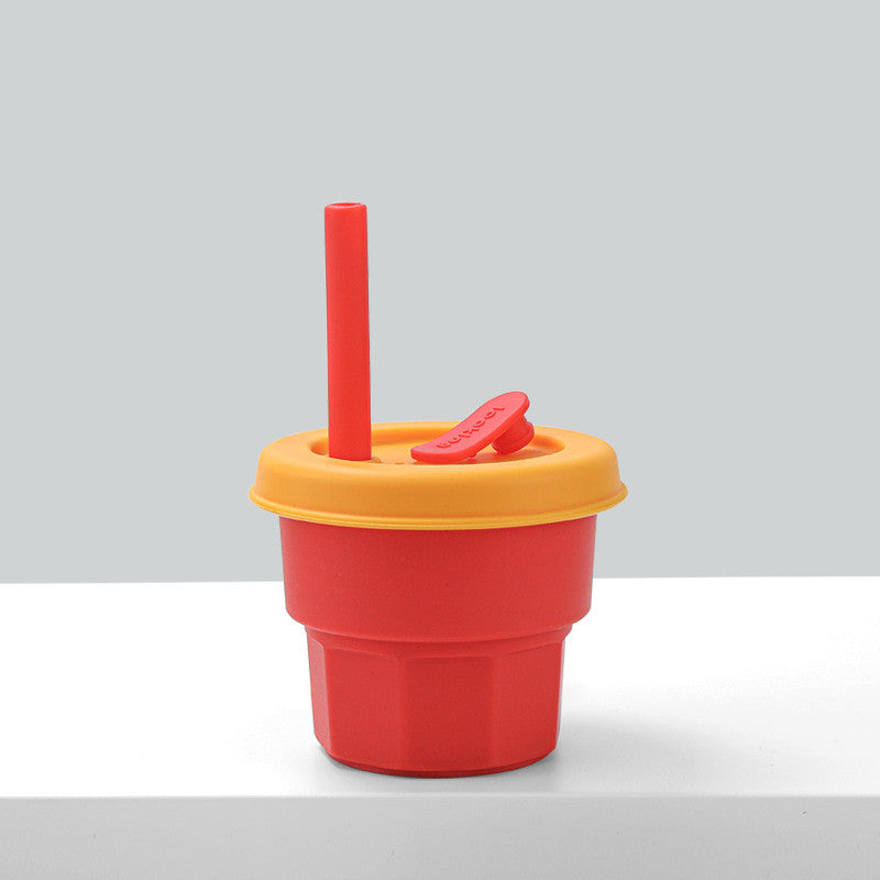 Vaso de agua de silicona Baby Platinum con pajita
