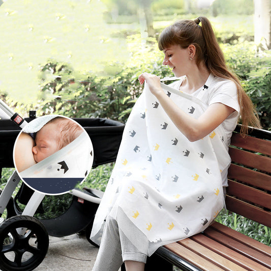 Cotton Nursing Cover – Breathable Cartoon Print Breastfeeding Apron for Moms