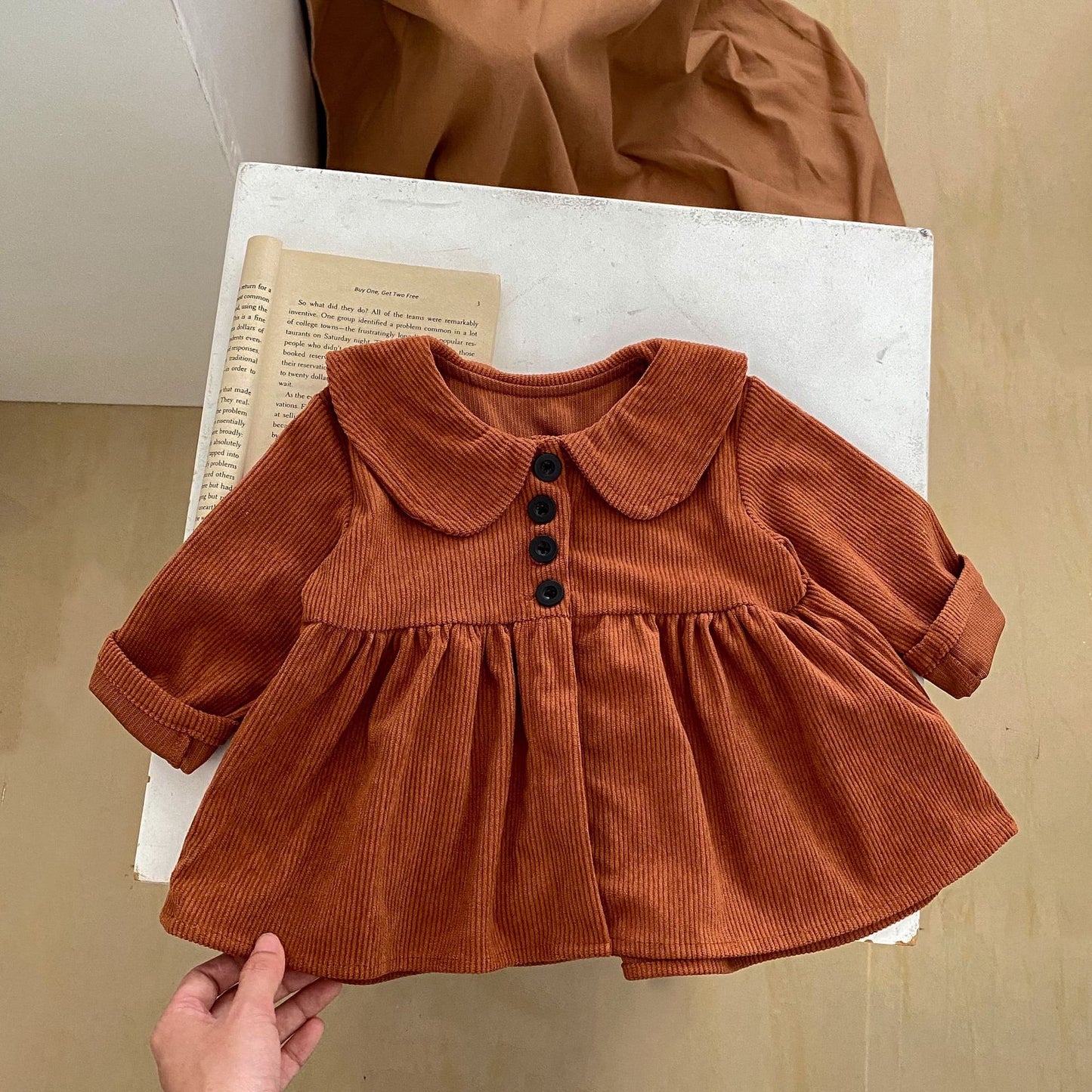 Conjunto de 2 piezas de top y pantalones bombachos de pana para niña pequeña Col Claudine