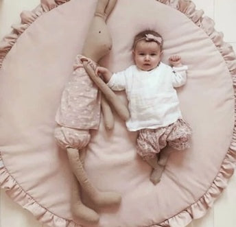 Baby Cotton Play Mat – 2cm Thick Round Crawling Pad for Infants & Toddlers
