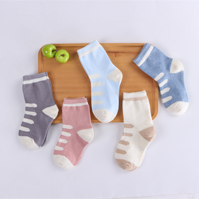 Baby & Kids Cartoon Jacquard Socks – Soft Cotton Mid-Tube Socks Set of 5