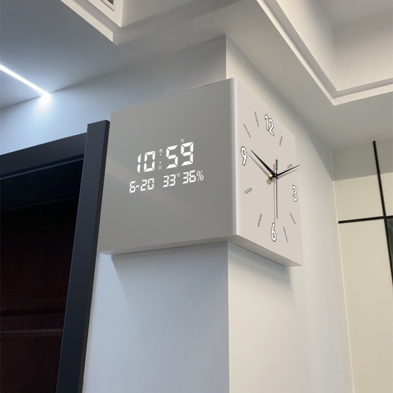 Modern Corner Wall Clock – Minimalist Acrylic LED Digital Clock for Anywhere