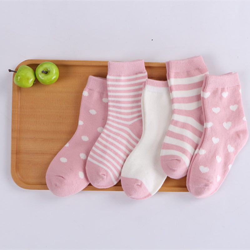 Baby & Kids Cartoon Jacquard Socks – Soft Cotton Mid-Tube Socks Set of 5
