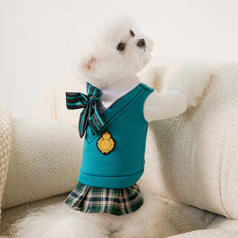 Dog College Uniform Set – Fashion Bow Tie Sweater Outfit
