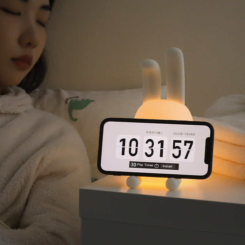 Cute Rabbit Night Light – BPA-Free Silicone USB Rechargeable Mood Lamp for Kids