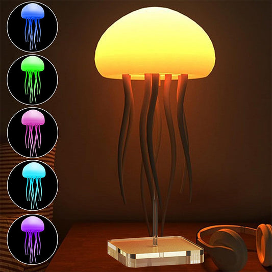 Jellyfish Mood LED Lamp – 17 RGB Color Night Light with Voice Control & Touch Sensor