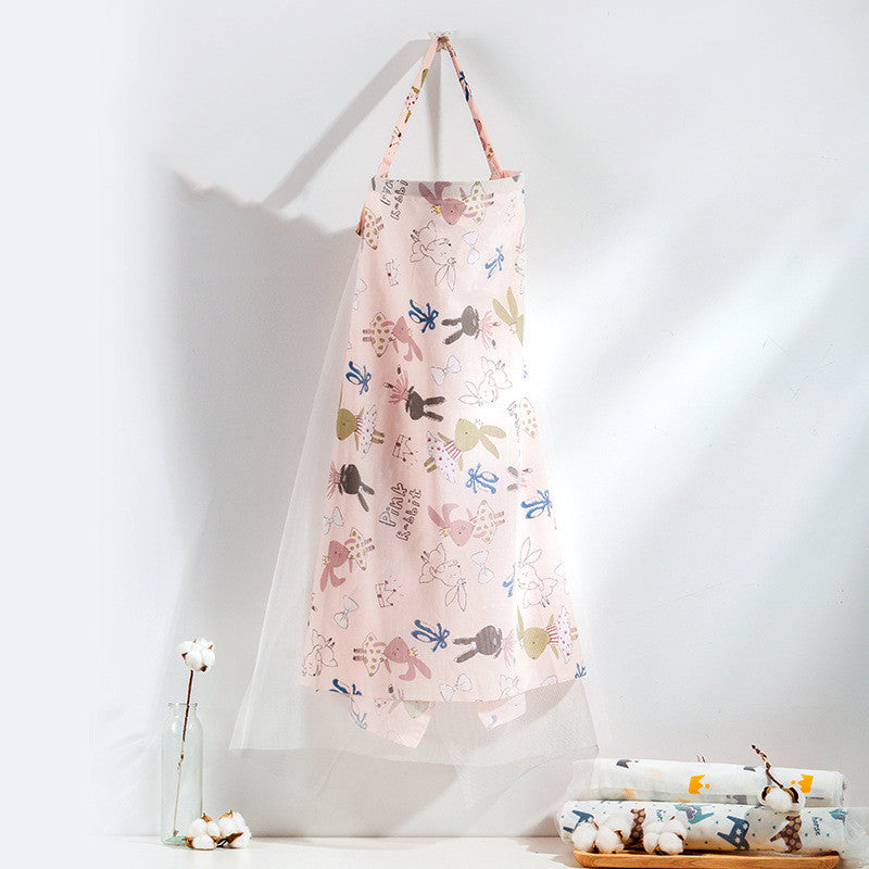 Cotton Nursing Cover – Breathable Cartoon Print Breastfeeding Apron for Moms
