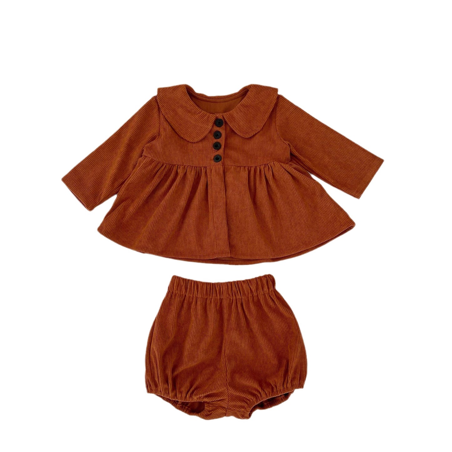 Conjunto de 2 piezas de top y pantalones bombachos de pana para niña pequeña Col Claudine