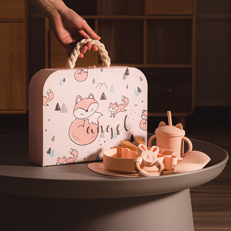 Baby Sheep Silicone Tableware Set – 7-Piece Bamboo & Silicone Gift Box