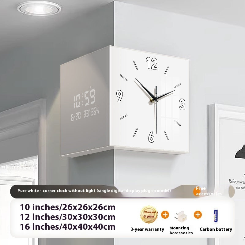 Modern Corner Wall Clock – Minimalist Acrylic LED Digital Clock for Anywhere