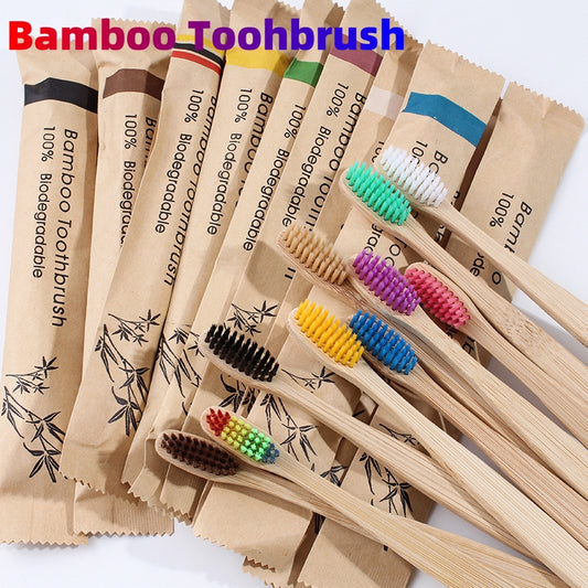 Cepillo de dientes de bambú natural (juego de 10 piezas)