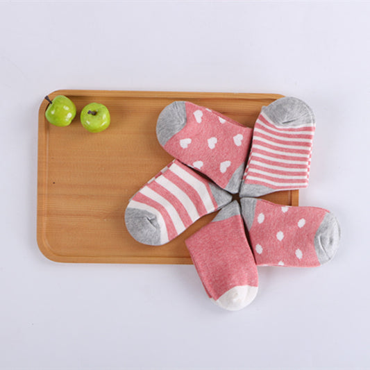 Baby & Kids Cartoon Jacquard Socks – Soft Cotton Mid-Tube Socks Set of 5