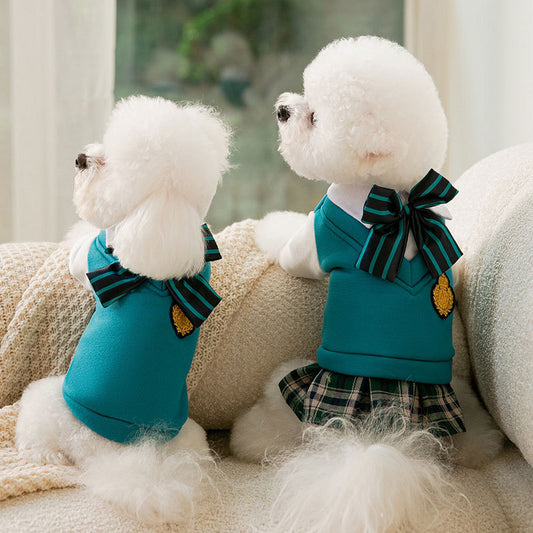 Conjunto de pajarita de uniforme estilo universitario para perro mascota