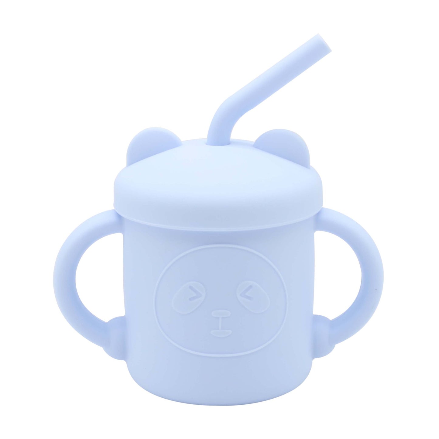 Taza de silicona con forma de panda para niños con pajita para beber agua