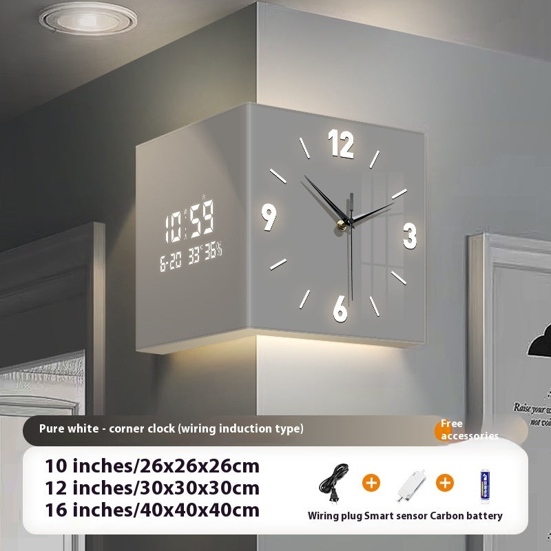 Modern Corner Wall Clock – Minimalist Acrylic LED Digital Clock for Anywhere