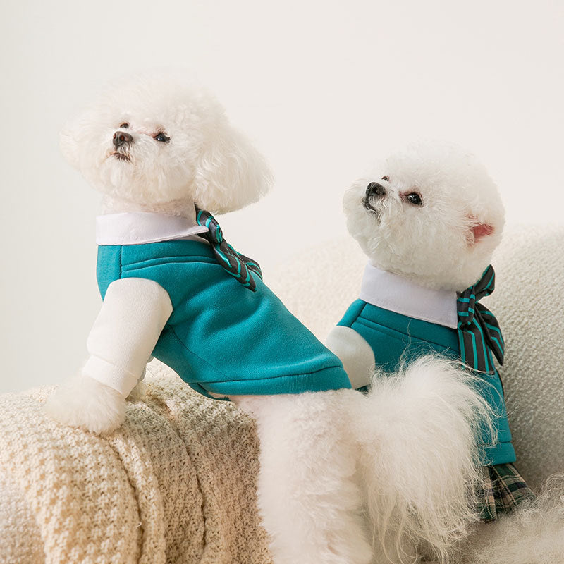Dog College Uniform Set – Fashion Bow Tie Sweater Outfit
