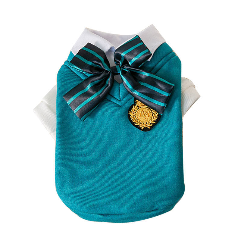 Dog College Uniform Set – Fashion Bow Tie Sweater Outfit