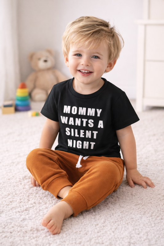 Baby & Toddler MOMMY Print Set – Casual Polyester Cotton Pants Set