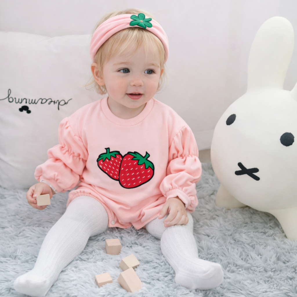 Baby Girl Long Sleeve Jumpsuit – Soft Korean Style One-Piece for Infants & Toddlers