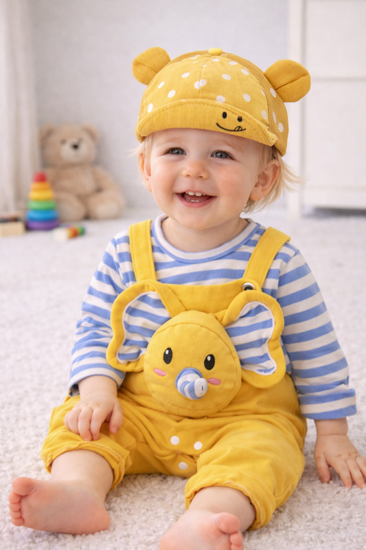 Baby Cartoon Sun Hat – Adjustable Cotton Summer Hat for Infants & Toddlers