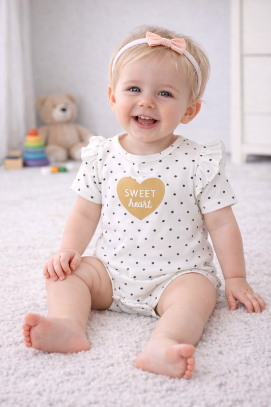 Baby 5-Piece Flutter Sleeve Romper Set – 100% Cotton Infant Bodysuit