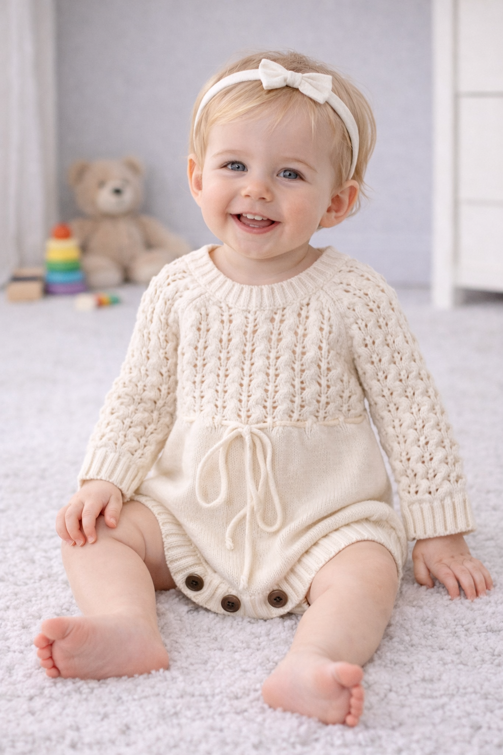 Vestido de arpía de manga larga con cintura hueca de punto para niña