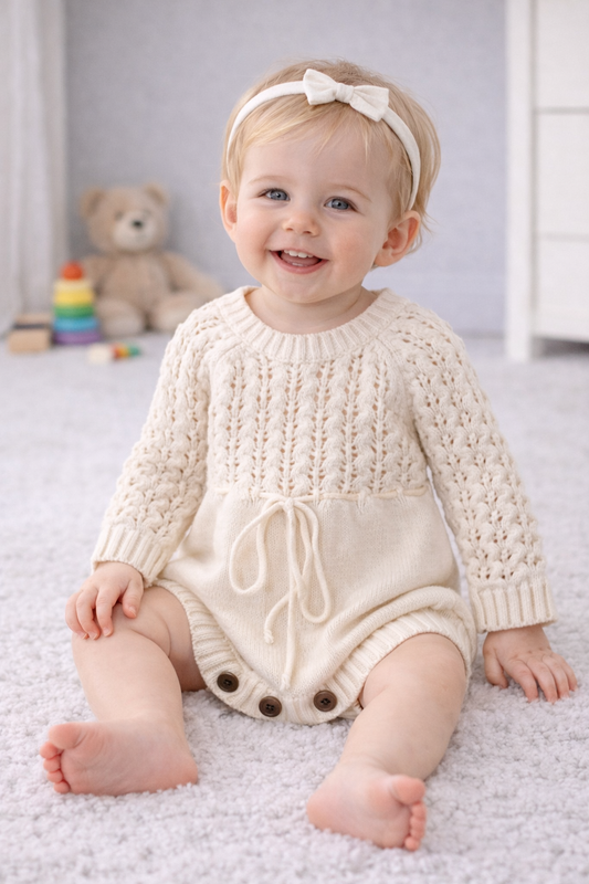 Vestido de arpía de manga larga con cintura hueca de punto para niña
