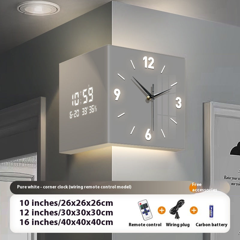 Modern Corner Wall Clock – Minimalist Acrylic LED Digital Clock for Anywhere