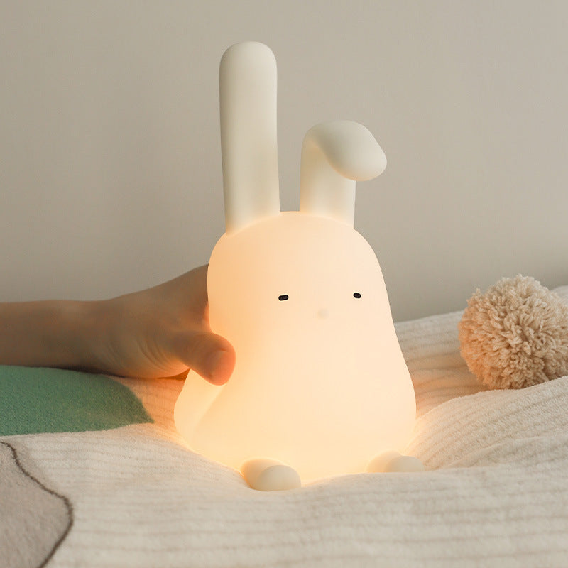 Cute Rabbit Night Light – BPA-Free Silicone USB Rechargeable Mood Lamp for Kids