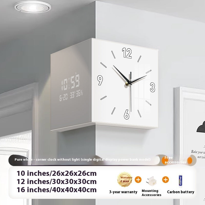 Modern Corner Wall Clock – Minimalist Acrylic LED Digital Clock for Anywhere