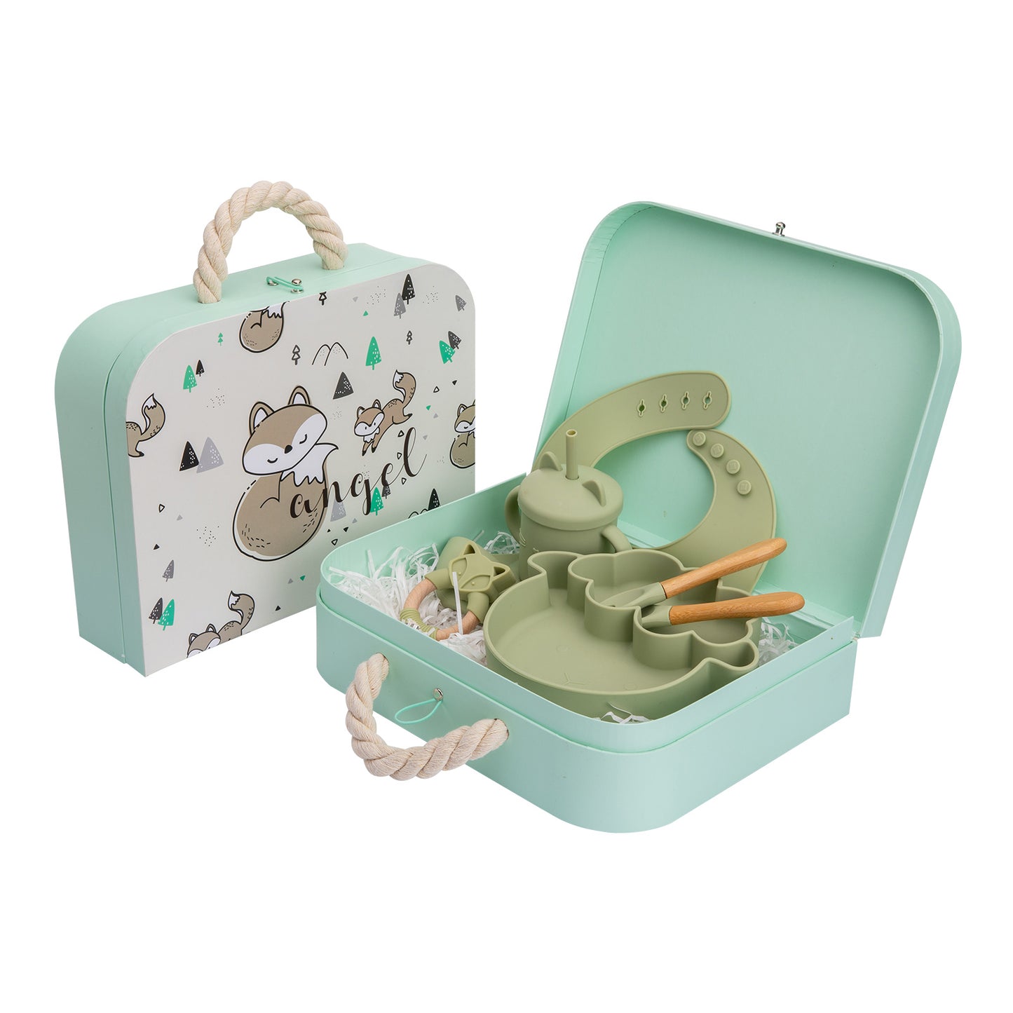 Baby Sheep Silicone Tableware Set – 7-Piece Bamboo & Silicone Gift Box