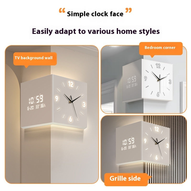 Modern Corner Wall Clock – Minimalist Acrylic LED Digital Clock for Anywhere