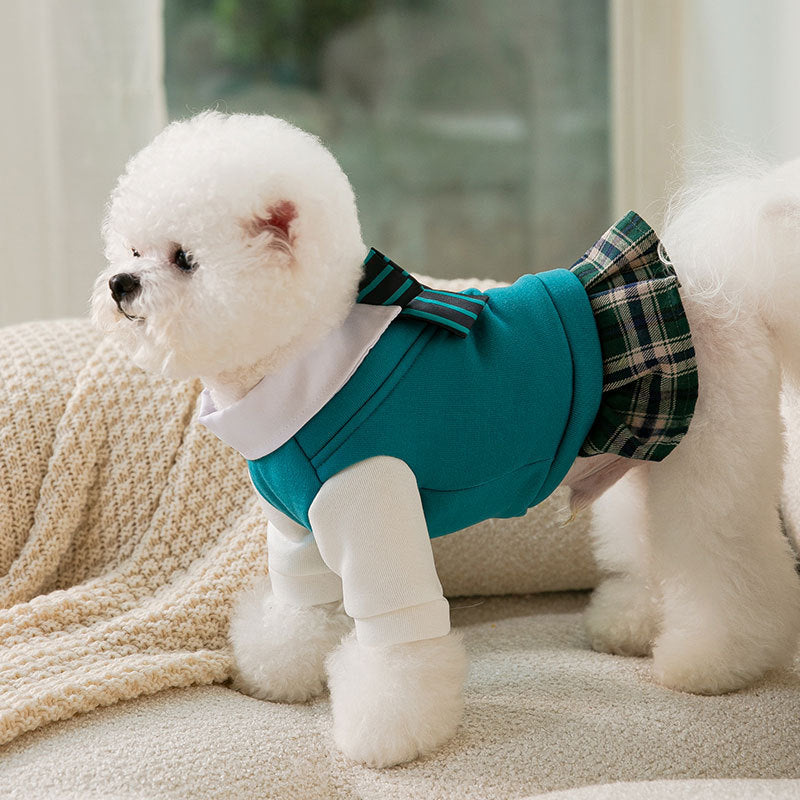 Dog College Uniform Set – Fashion Bow Tie Sweater Outfit