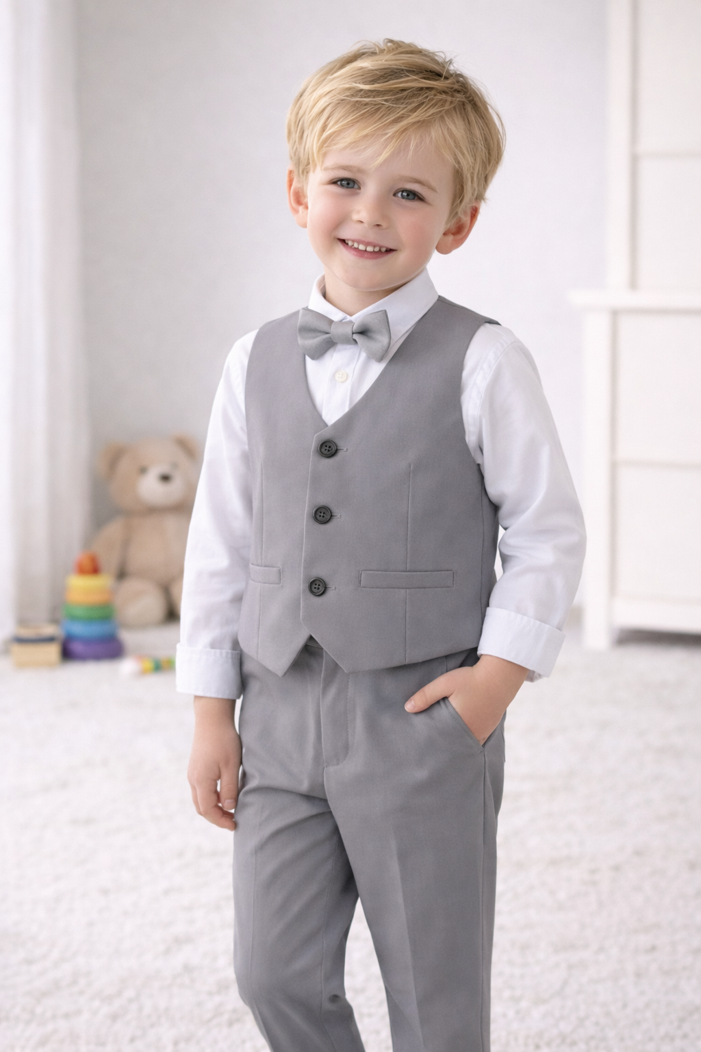 Baby Boy Gentleman Vest Set – Formal 4-Piece Party Outfit