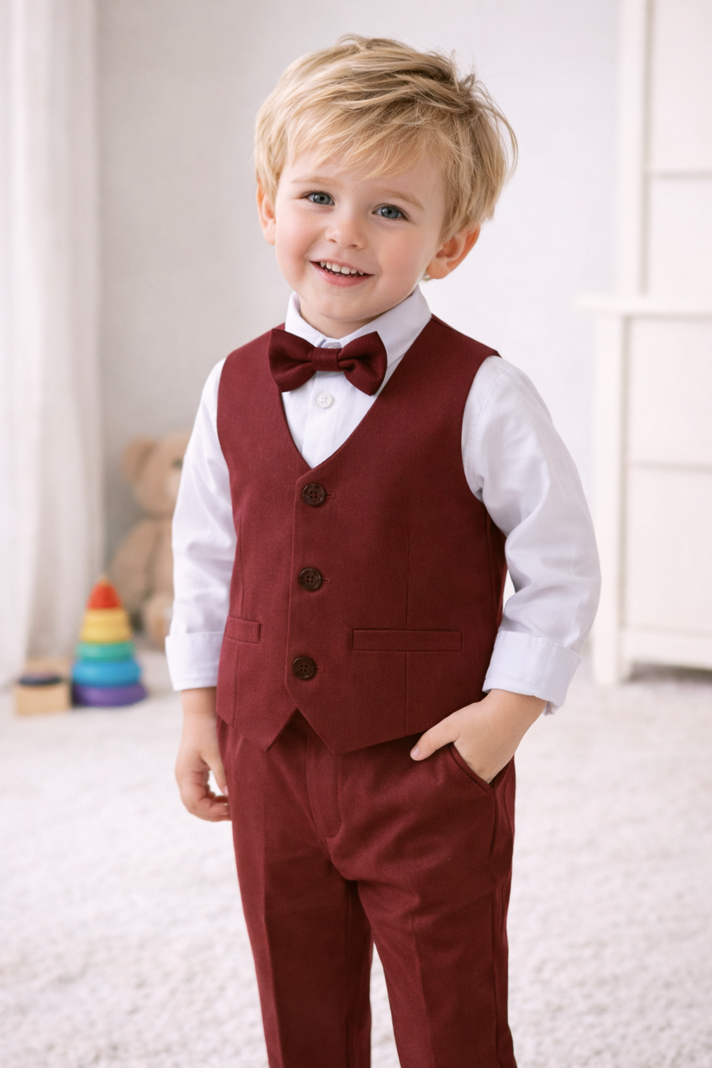 Baby Boy Gentleman Vest Set – Formal 4-Piece Party Outfit